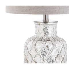 Table Lamp, Mercury Silver Glass Base with Gray Linen Shade