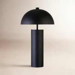Table Lamp, Metal Dome Shade, Brass with Black Base