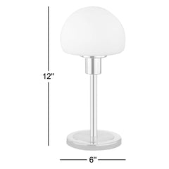 Table Lamp, Satin Nickel Metal Base with White Shade