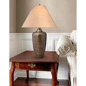 Table Lamp, Single Light, Hammered Bronze with Paper Shade