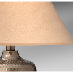 Table Lamp, Single Light, Hammered Bronze with Paper Shade