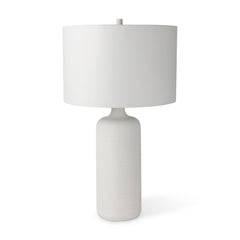 Table Lamp, White Ceramic Base with White Fabric Shade