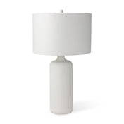 Table Lamp, White Ceramic Base with White Fabric Shade
