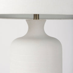 Table Lamp, White Ceramic Base with White Fabric Shade