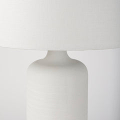 Table Lamp, White Ceramic Base with White Fabric Shade
