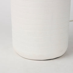 Table Lamp, White Ceramic Base with White Fabric Shade