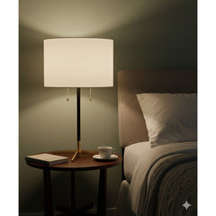 Table Lamp with 2 Lights and Linen Shade