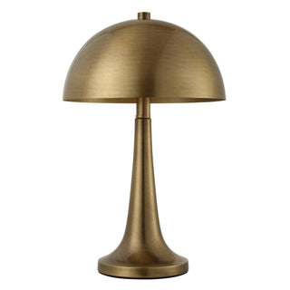 Table Lamp with Antique Brass Iron Base and Gold Bowl Shade