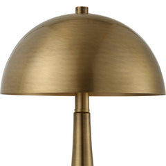 Table Lamp with Antique Brass Iron Base and Gold Bowl Shade