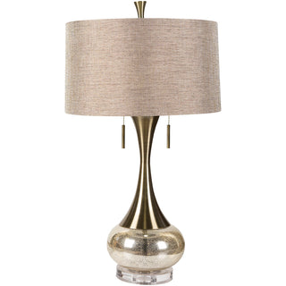 Table Lamp with Beige Drum Shade and Twin Pull Chains