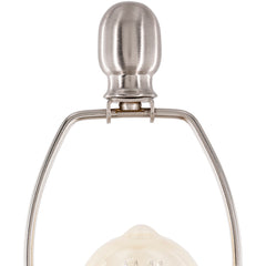 Table Lamp with Beige Linen Drum Shade and Clear Glass Base