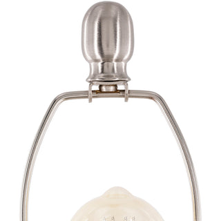 Table Lamp with Beige Linen Drum Shade and Clear Glass Base
