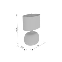 Table Lamp with Beige Linen Drum Shade and Clear Glass Base