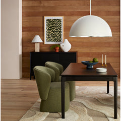 Table Lamp with Beige Travertine Base and White Linen Shade