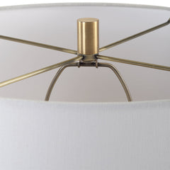 Table Lamp with Black Stone Base and White Linen Shade