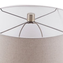Table Lamp with Ceramic Base and Light Beige Linen Drum Shade