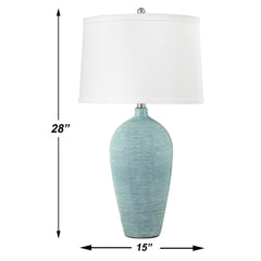 Table Lamp with Ceramic Base and White Drum Shade