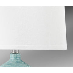 Table Lamp with Ceramic Base and White Drum Shade