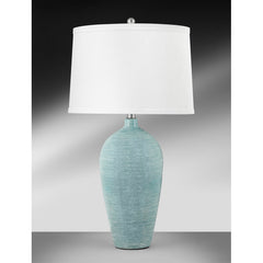 Table Lamp with Ceramic Base and White Drum Shade