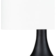 Table Lamp with Charcoal Resin Base and White Cotton Drum Shade