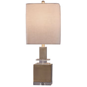 Table Lamp with Cream Linen Shade and Brass Crystal Base