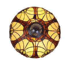 Table Lamp with Ivory Glass Dome Shade and Brown Resin Base