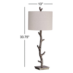 Table Lamp with Linen Shade, Metal Base in Dark Bronze