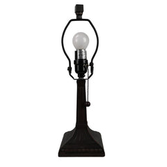Table Lamp with Square Stained Glass Shade in Green and Ivory