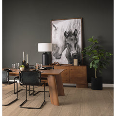 Table Lamp with White Fabric Drum Shade and Black Metal Base