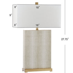 Table Lamps, Set of 2, Cream Faux Crocodile Base