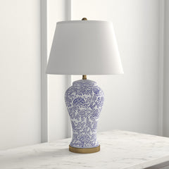 Table Lamps, Set of 2 in Blue, Off-White and Gold