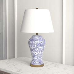 Table Lamps, Set of 2 in Blue, Off-White and Gold