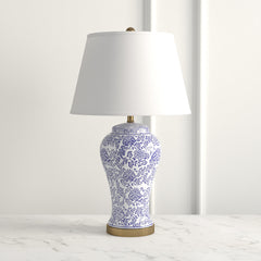 Table Lamps, Set of 2 in Blue, Off-White and Gold
