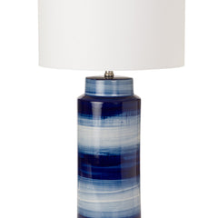 Table Lamps, Set of 2, Navy Ceramic with White Linen Blend Shade