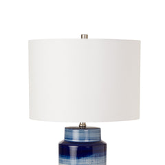 Table Lamps, Set of 2, Navy Ceramic with White Linen Blend Shade