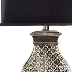 Table Lamps, Set of 2, Silver Champagne Resin Base with Black Rectangular Shade