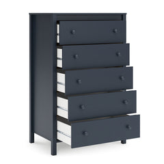 Tall 5-Drawer Dresser Chest, Engineered Wood and Laminate, Navy