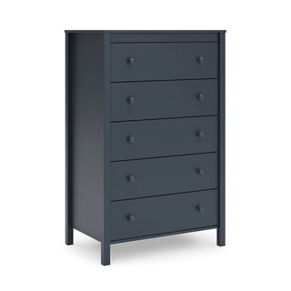 Tall 5-Drawer Dresser Chest, Engineered Wood and Laminate, Navy