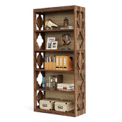 Tall Bookshelf, 6 Tiers, Brown Manufactured Wood