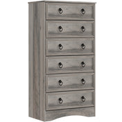 Tall Chest of Drawers, 6 Drawers, Manufactured Wood, Gray