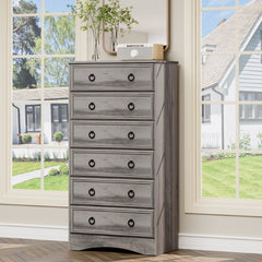 Tall Chest of Drawers, 6 Drawers, Manufactured Wood, Gray