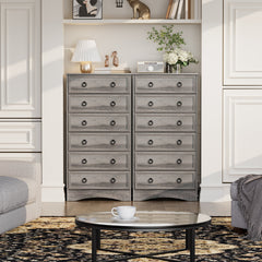 Tall Chest of Drawers, 6 Drawers, Manufactured Wood, Gray