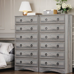 Tall Chest of Drawers, 6 Drawers, Manufactured Wood, Gray