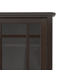 Tall Storage Cabinet, 46 in Wide, Solid Wood with Glass Doors and Bronze Hardware