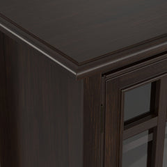 Tall Storage Cabinet, 46 in Wide, Solid Wood with Glass Doors and Bronze Hardware