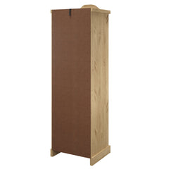 Tall Storage Cabinet in Solid Pine Wood, Brown with Black Metal Handles
