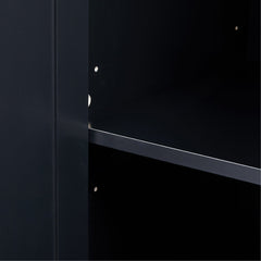 Tall Storage Cabinet with 3 Drawers and Adjustable Shelves in Black