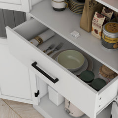 Tall Storage Cabinet with 4 Doors and 1 Drawer in White
