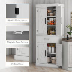 Tall Storage Cabinet with 4 Doors and 1 Drawer in White