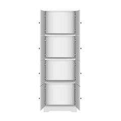 Tall Storage Cabinet with Doors, 4 Shelves, White